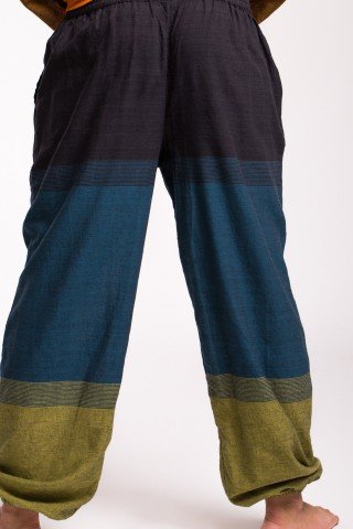 Pantaloni multicolori Hooker cu negru, kaky, turoaz