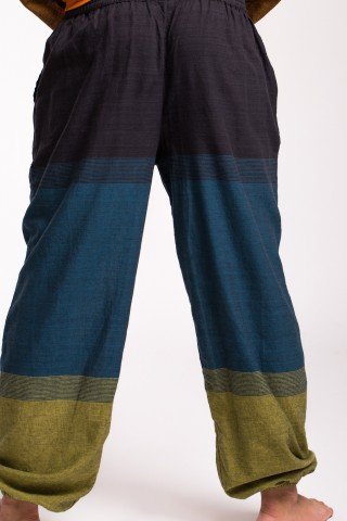 Pantaloni multicolori  cu negru, lime, albastru