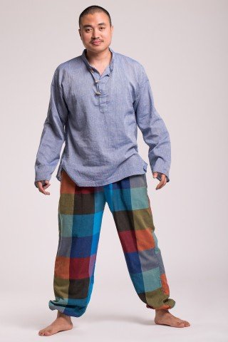 Pantaloni in carouri multicolore