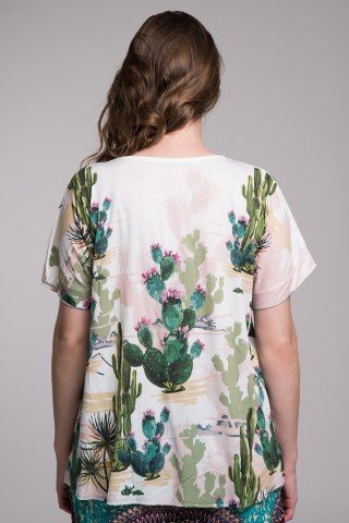 Bluza alba cu imprimeu cactusi