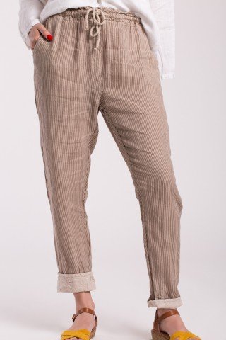 Pantaloni in dungi Cappuccino