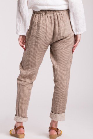 Pantaloni in dungi Cappuccino