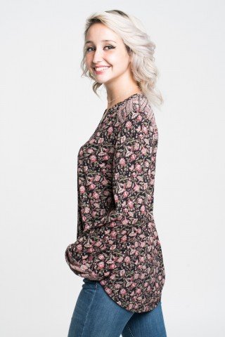 Bluza asimetrica vaporoasa cu imprimeu floral