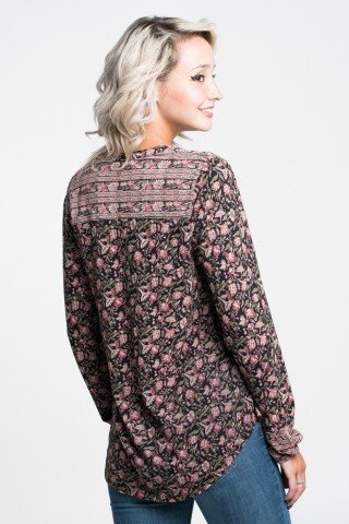 Bluza asimetrica vaporoasa cu imprimeu floral