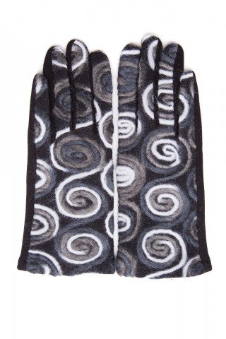 Manusi elegante negre cu broderie din lana