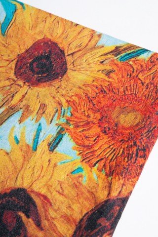Esarfa casmir cu imprimeu dupa tabloul Sunflowers de Van Gogh