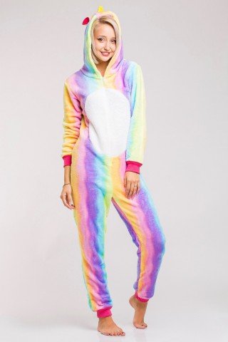 Pijama intreaga kigurumi Unicorn Curcubeu