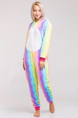 Pijama intreaga kigurumi Unicorn Curcubeu