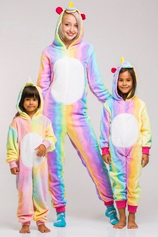 Pijama intreaga kigurumi Unicorn Curcubeu