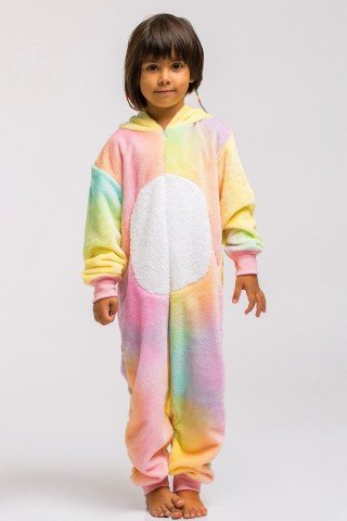 Pijama pufoasa kigurumi Unicorn multicolor