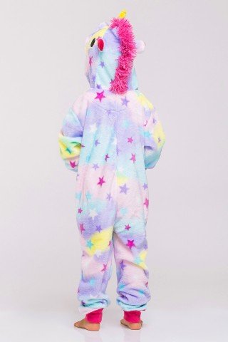 Pijama pufoasa kigurumi Unicorn cu stelute