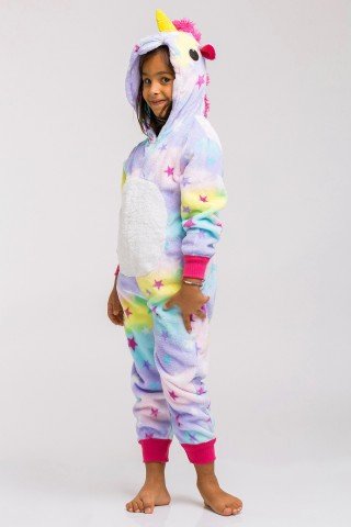 Pijama pufoasa kigurumi Unicorn cu stelute