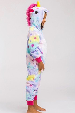 Pijama pufoasa kigurumi Unicorn cu stelute