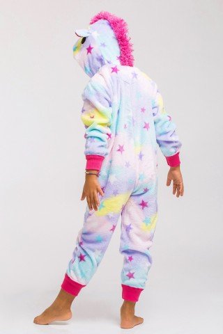 Pijama pufoasa kigurumi Unicorn cu stelute