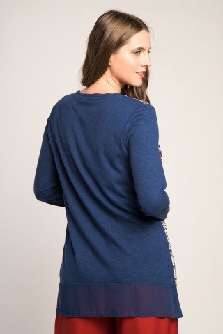 Bluza albastra cu fata asimetrica stil batic