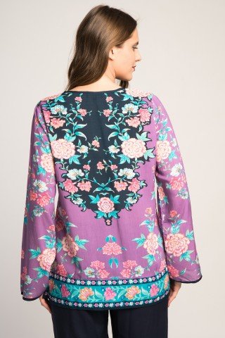 Bluza lila cu imprimeu floral multicolor