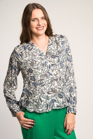 Bluza alba cu imprimeu paisley blue