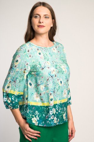 Bluza vaporoasa multicolora cu imprimeu floral