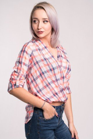 Bluza asimetrica tip camasa cu decolteu petrecut