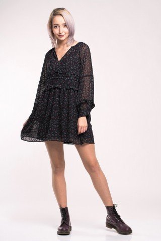 Rochie-tunica neagra cu imprimeu floral