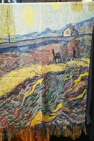 Esarfa din casmir cu imprimeu dupa tablou Van Gogh