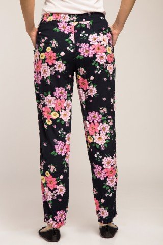 Pantaloni bleumarin cu imprimeu floral