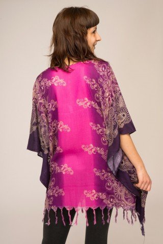 Poncho vascoza cu franjuri Purple Dream