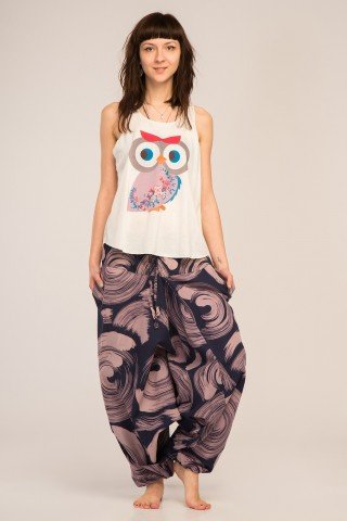 Maiou alb cu imprimeu multicolor Hippie Owl