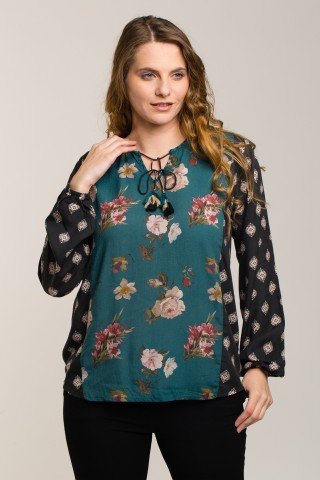 Bluza green-stone imprimeu floral