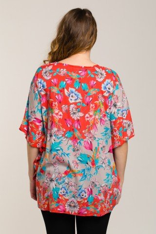 Bluza stil poncho cu imprimeu floral de vara