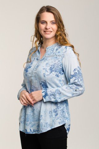 Bluza bleu ciel cu imprimeu floral