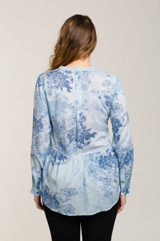 Bluza bleu ciel cu imprimeu floral