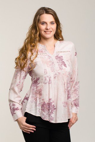 Bluza roz pal cu imprimeu floral