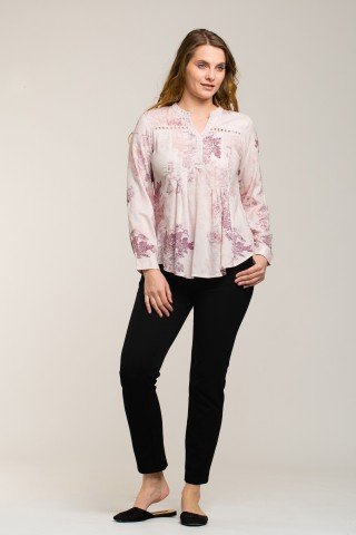 Bluza roz pal cu imprimeu floral