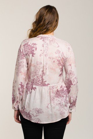 Bluza roz pal cu imprimeu floral