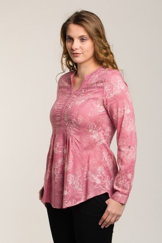 Bluza roz-grenadin cu imprimeu floral