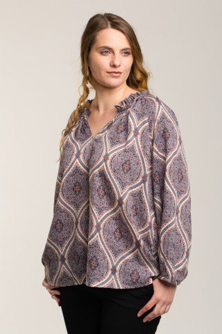 Bluza imprimeu paisley  crem oversize