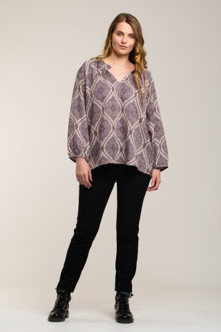 Bluza imprimeu paisley  crem oversize