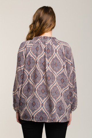 Bluza imprimeu paisley  crem oversize