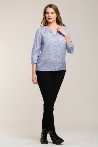 Bluza bleu cu imprimeu multicolor Paris