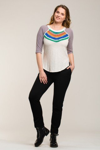 Bluza boema cu croset multiclor si maneci raglan