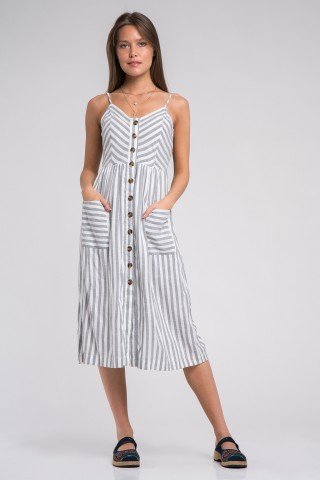 Rochie din bumbac cu nasturi si buzunare Summertime