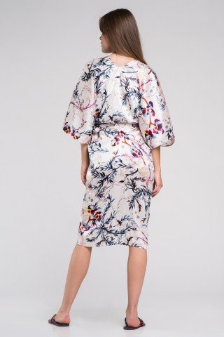 Kimono vaporos cu imprimeu floral multicolor