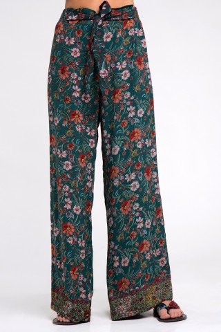 Pantaloni boho cu imprimeu floral multicolor