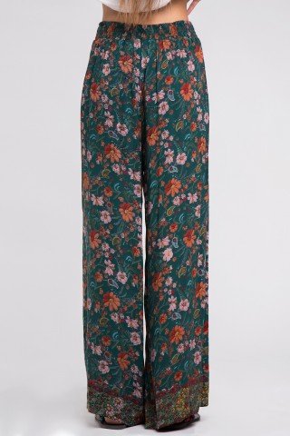 Pantaloni boho cu imprimeu floral multicolor
