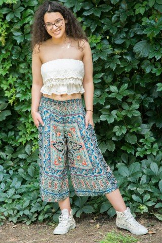 Fusta pantalon vaporoasa boho-chic