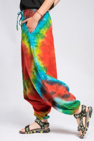 Salvari unisex Tye Dye rosu-verde