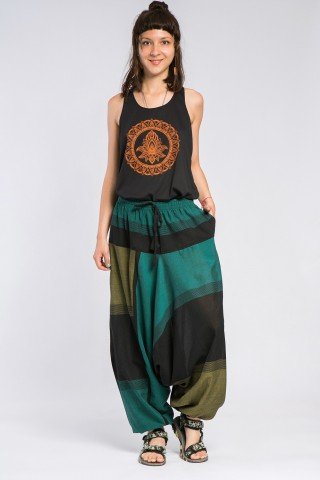 Salvari unisex turcoaz, negru si  lemon Green Sea