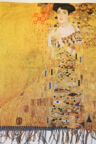 Esarfa din casmir cu imprimeu dupa portretul Adelei de Gustav Klimt