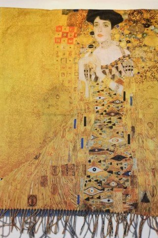 Esarfa din casmir cu imprimeu dupa portretul Adelei de Gustav Klimt